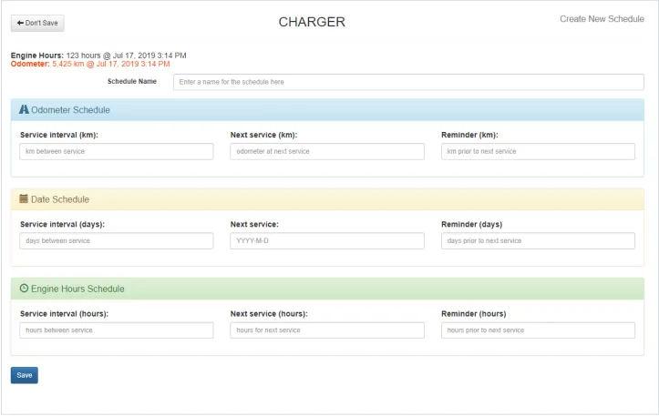 The New Schedule form