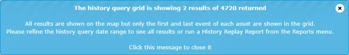 The history details box, filtered down after a query returned a large number of plots